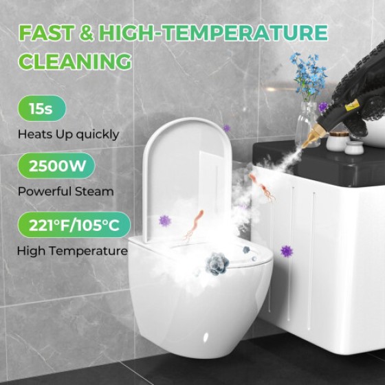 スチームクリーナー 2500W ハンドヘルドスチームクリーナー 清掃用、家庭用ハンドヘルドポータブルスチームクリーナー、高圧キッチンスチーマー